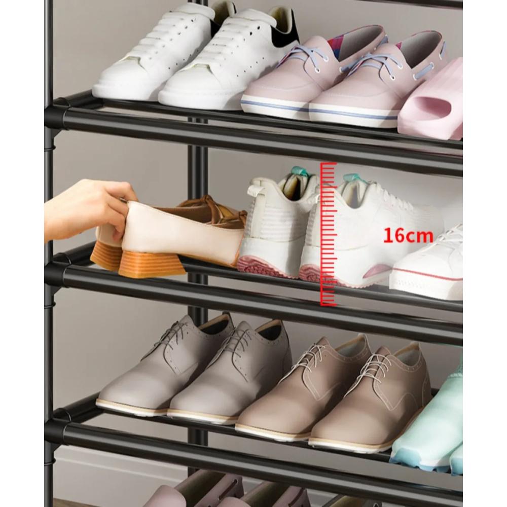 Простая полка для обуви Черная приподнятая полка для обуви Простая многослойная тумба для обуви Малая занимаемая площадь и высокая грузоподъемность