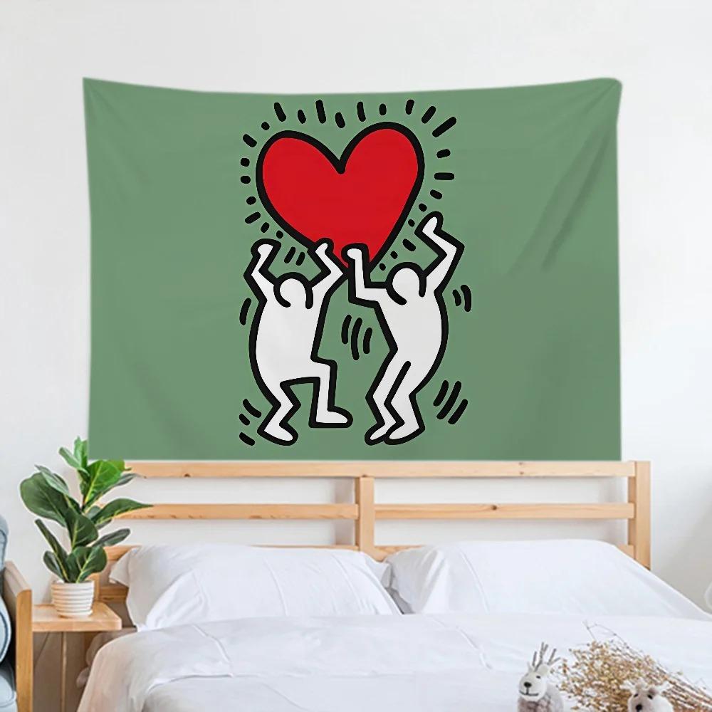 Haring Геометрический Граффити Простой Гобелен Офис Гостиная Украшения Дома Настенный Гобелен