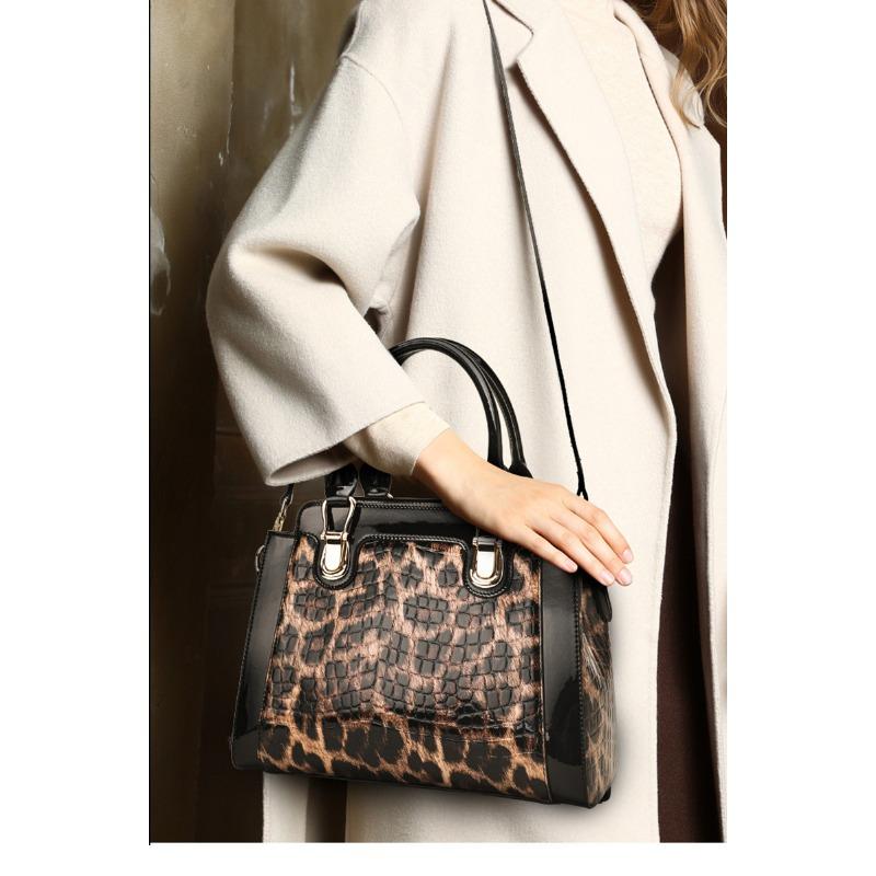 Женская сумка, новая модная и универсальная сумка с леопардовым принтом, большая вместимость из коровьей кожи, сумка через плечо на одно плечо