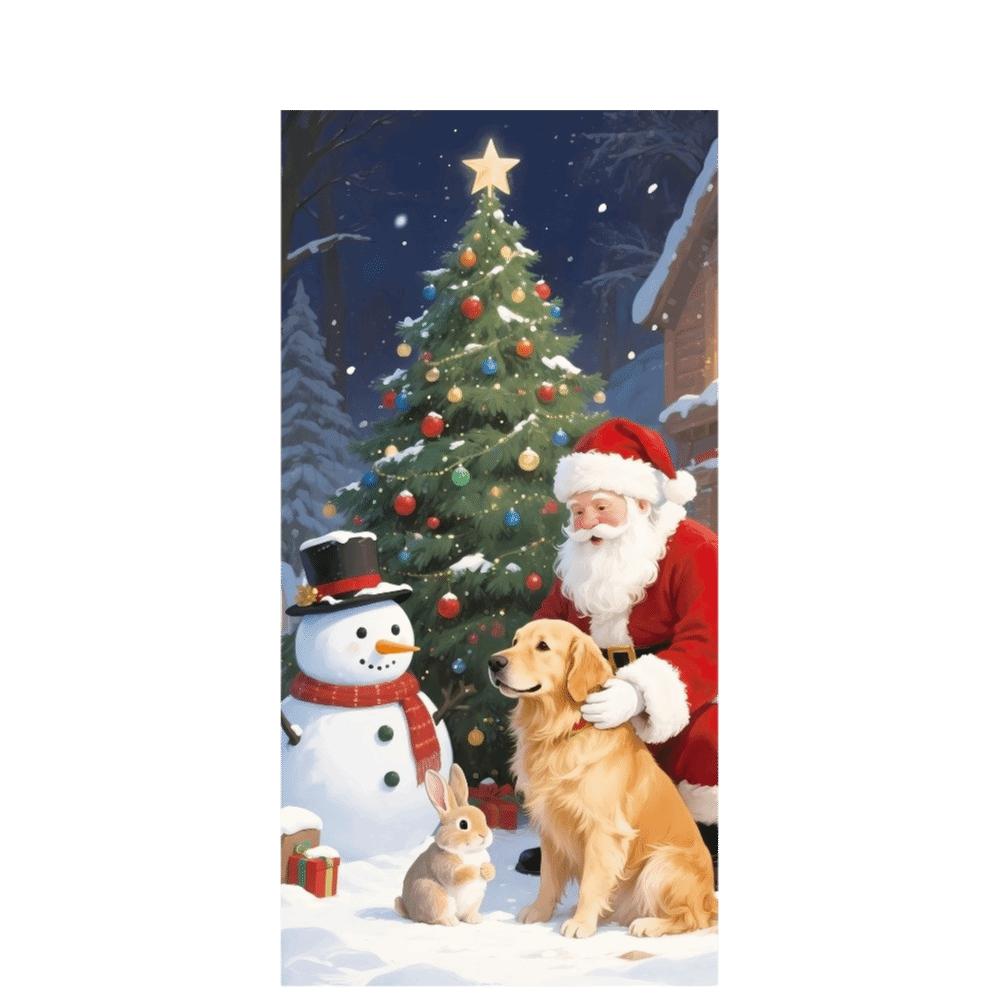 Santa Claus Christmas Hanging Cloth 2D Flat Xmas Door Cover Door Flag Christmas Party