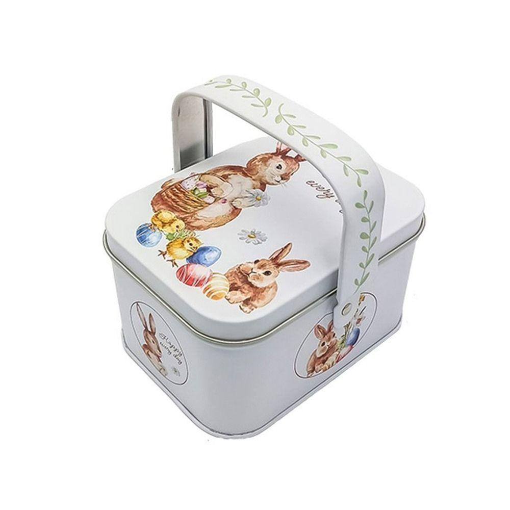 Tinplate Easter Tin Metal Box Easter Supplies Candy Box New Rabbit Storage Box