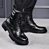 Мужские теплые кожаные ботинки Martin: Модный, высокий, с боковой молнией, повседневный универсальный стиль