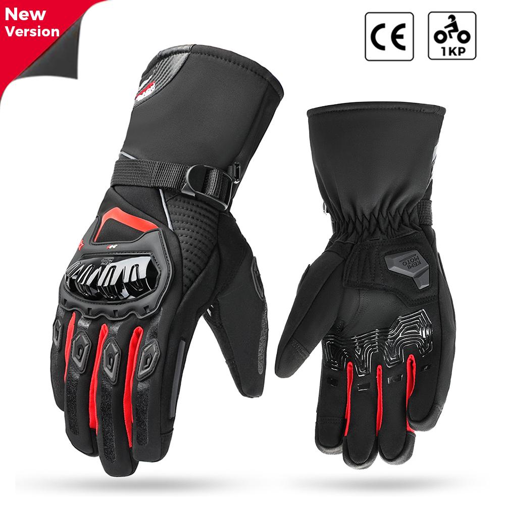 KEMiMOTO CE Мотоциклетные перчатки Зимние Черные Guantes Moto Invierno Теплые Перчатки с сенсорным экраном Водонепроницаемые Ветрозащитные Защитные