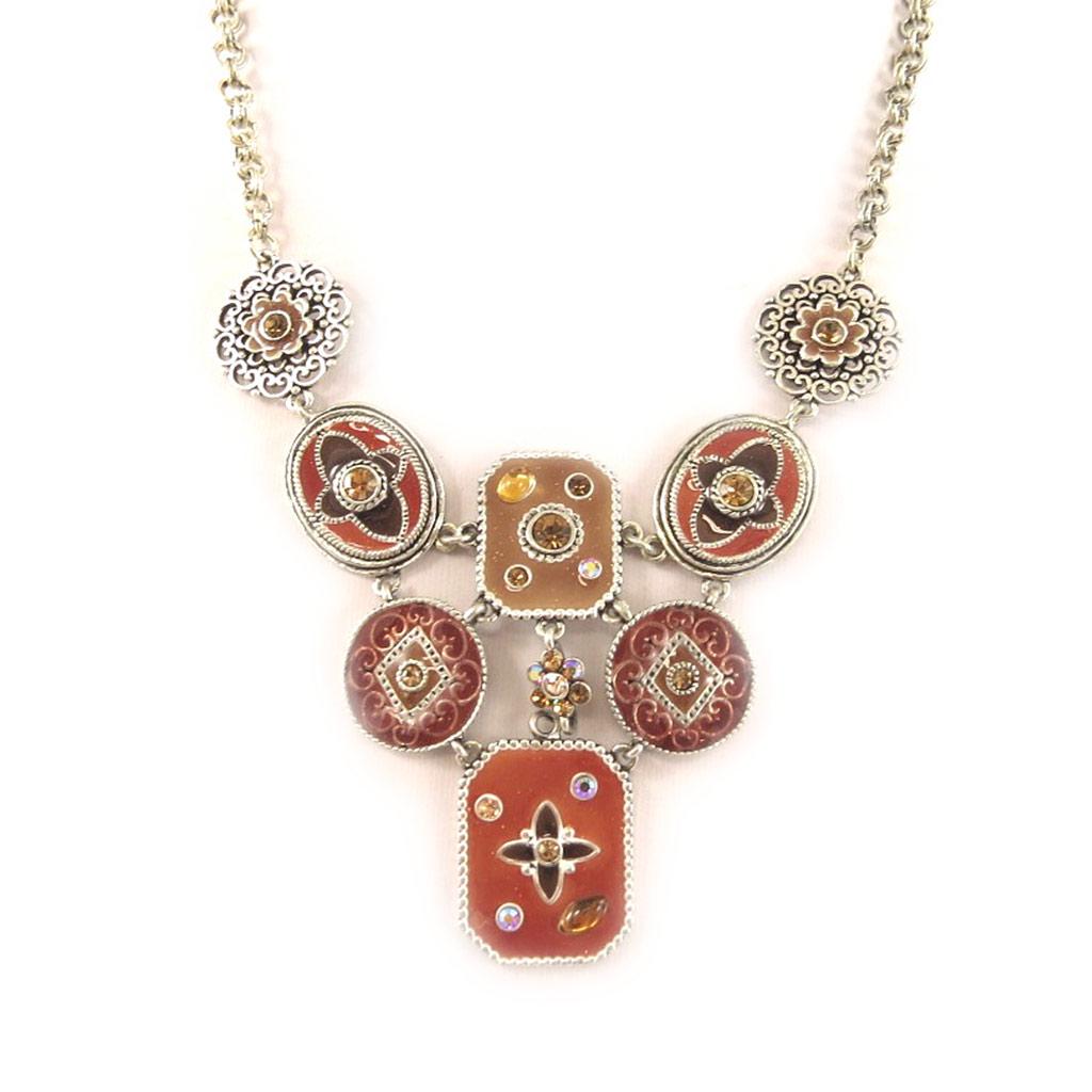 Les Trésors De Lily [C7667] - Mahogany 'Byzance' Designer Necklace