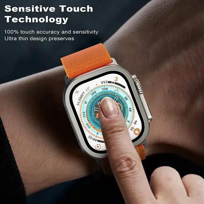 Закаленное Стекло для Apple Watch Ultra 2 49 мм Защитная Пленка для Экрана Металлическая Рамка Защита от Царапин для IWatch Серии Ultra 49 мм Аксессуары