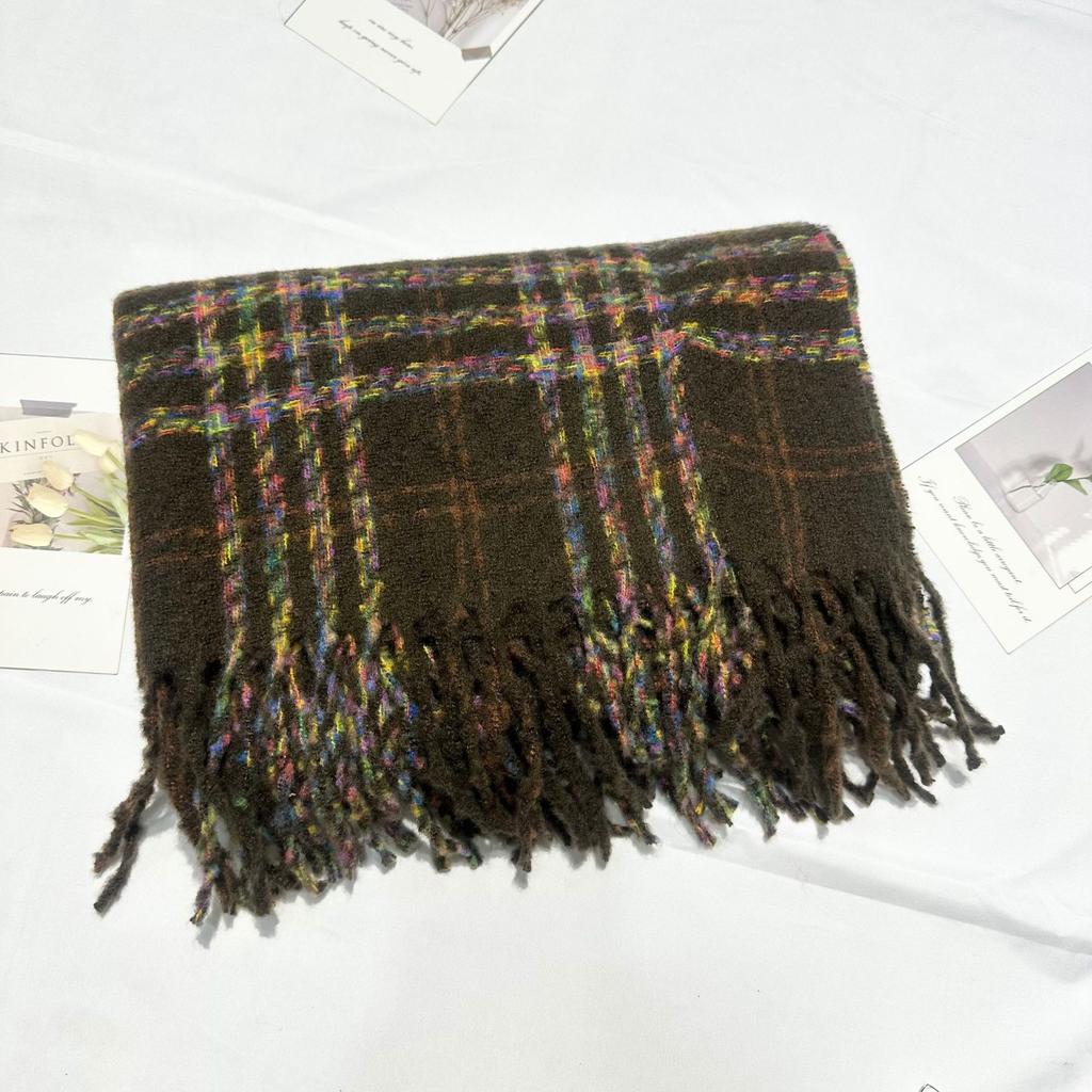 Imitation Cashmere Scarf for Women Winter New Korean Style Small Fresh Color Plaid Thickened Warm Student Shawl Scarf for Men