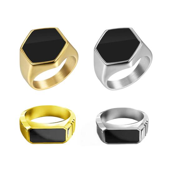 Кольцо Yousheng Retro, контрастный цвет, полированный сплав, шестигранная поверхность, простой стиль, разные размеры, антикоррозийное, легкое, ювелирное украшение на палец