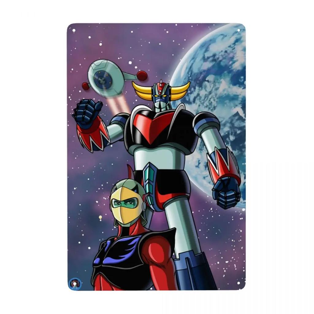 Винтажная металлическая табличка с изображением безумного робота Мазингера Z, персонализированная табличка с изображением Грендайзера из аниме и манги, декор для кафе, настенное украшение, декоративное искусство.