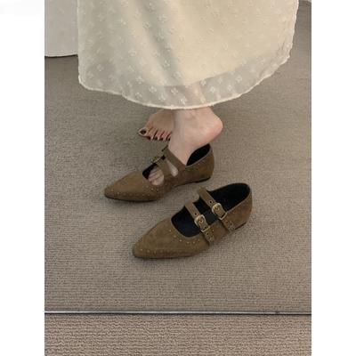 Внутреннее увеличение высоты замшевая ниша Мэри Джейн туфли-лодочки женская обувь 2025 весна и осень французские с юбкой для работы маленькие кожаные туфли