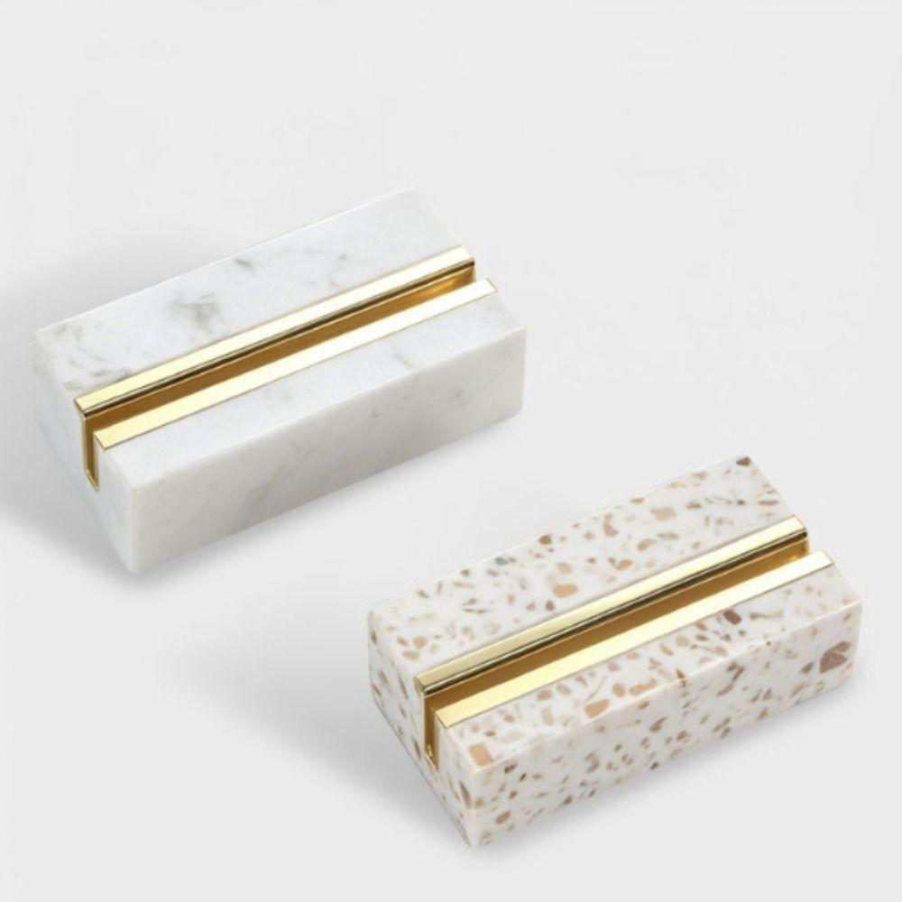 Creative Design Menu Card Display Holder Marble Texture Table Name Tag Clip Desktop Organizer