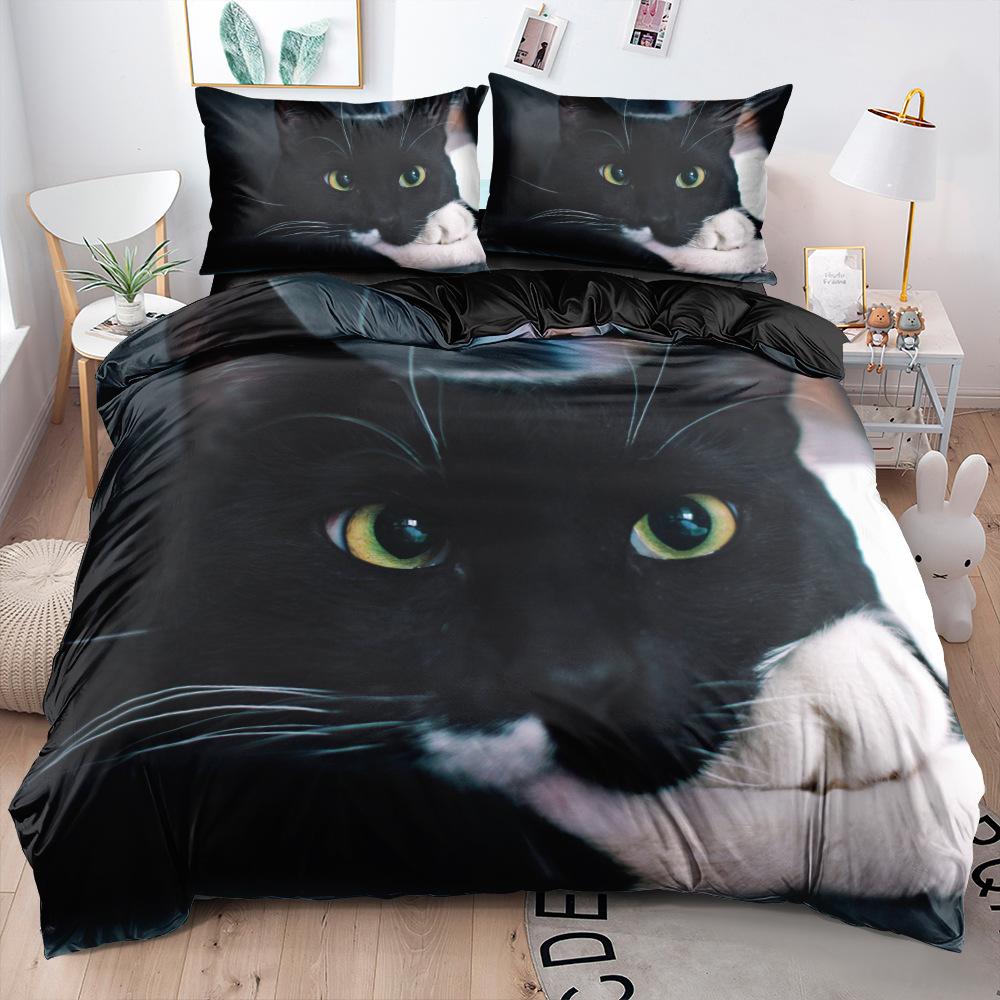 3D комплект постельного белья для домашних животных и кошек, пуховый пододеяльник, наволочка, комплект односпальной/двуспальной кровати DE135 * 200, мягкий пододеяльник в натуральную величину для мальчиков и девочек, постельное белье