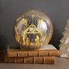Glowing Cracked Nativity Ball Illuminated Crackle Sphere with Nativity Scene Hidden Lighted Christmas Glass Ball for Tree Home Party Decor