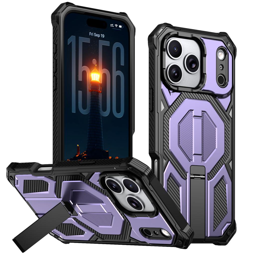 Для iPhone 17 Pro Магнитный чехол Вращающаяся подставка PC + TPU Ударопрочный Защита от падений Чехол для телефона