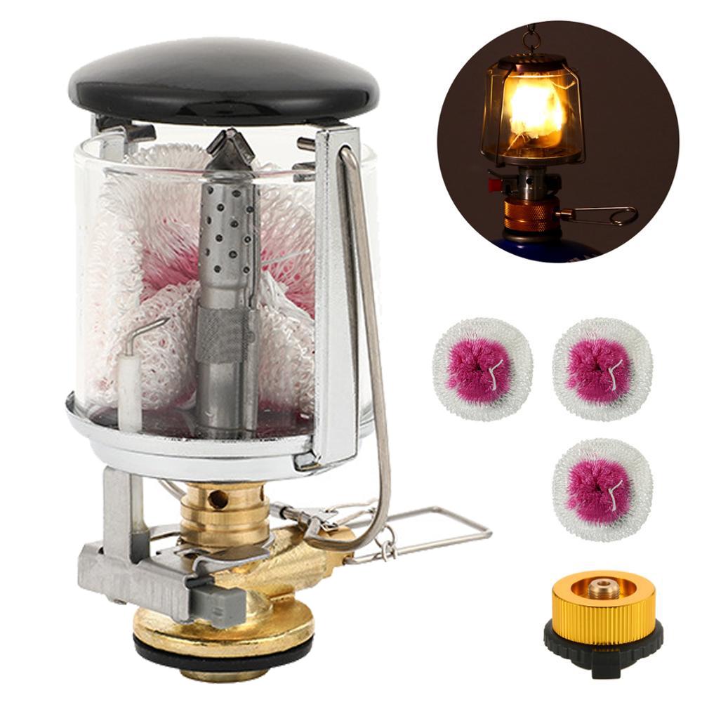 Camping Gas Lamp Outdoor Mini Lantern Tent Lamp Torch Hanging Glass Lamp Mini Camping Portable Gas Light Camping Equipment