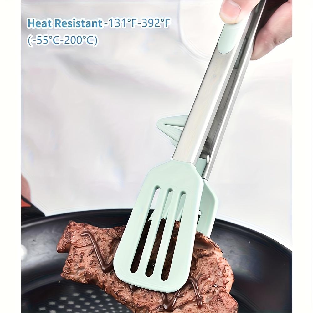 3pcs Stainless Steel Kitchen Tongs with Non-Stick Silicone Tips, Heat Resistant Cooking Tongs for BBQ Grilling Salad Pasta, Durable Food Serving Tool