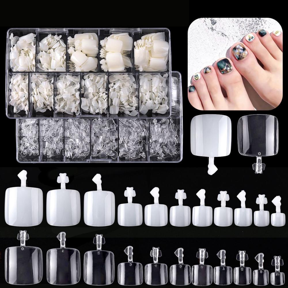 550Pcs/box Acrylic French Nail Art Decor Fake Artificial Foot Tips Toe Nails Tips False Toe Nails