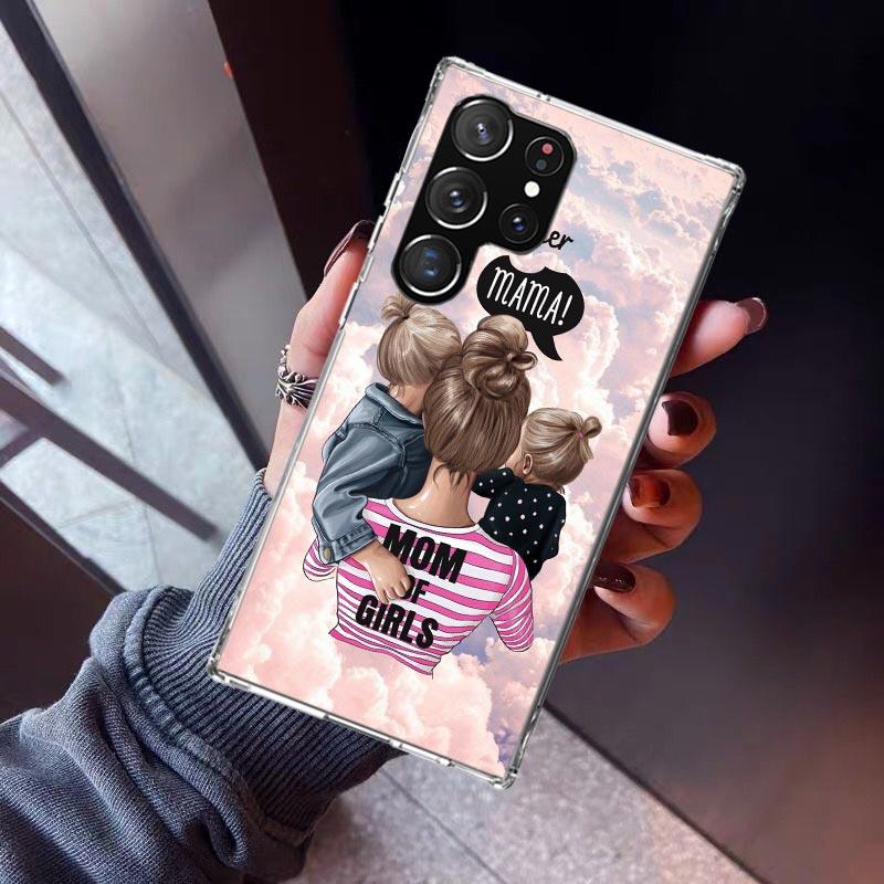 Girl Super Baby Mom Pink Phone Case For Samsung Galaxy S23 S24 S25 Edge S26 Ultra S22 + S21 Plus S20 FE Cover Silicone Print She