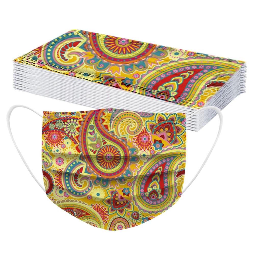 Маска для взрослых, 20 шт., одноразовая маска для лица с принтом пейсли, промышленная 3-слойная ушная петля