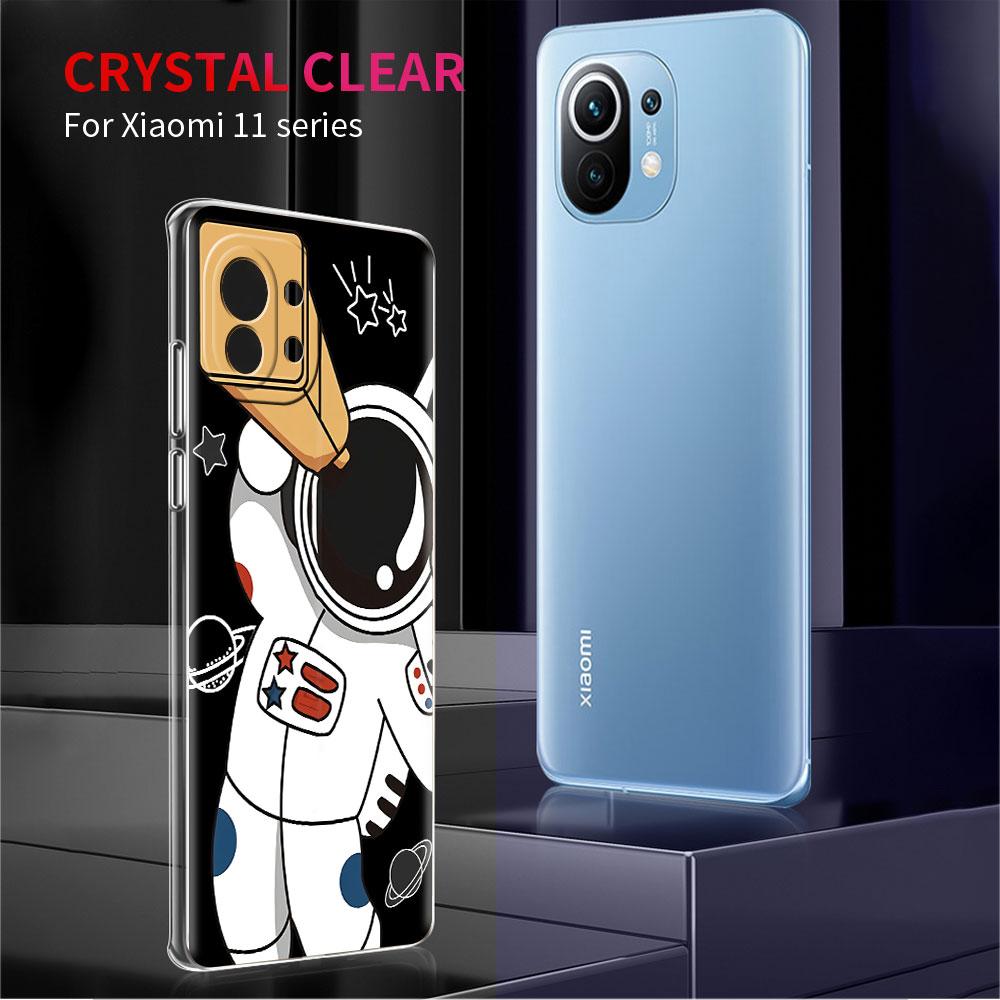 Прозрачный чехол с милым астронавтом для Xiaomi Mi Poco X3 NFC M3 Pro F3 F1 11 Lite 12 Note 10 11T 9T, прозрачный чехол для телефона