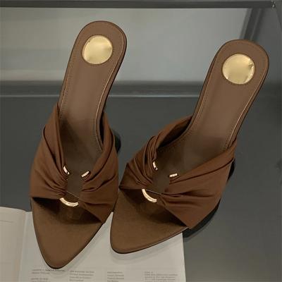 Летние женские тапочки, модные туфли с открытым носком и тонким каблуком, уличные тапочки для стриптиза