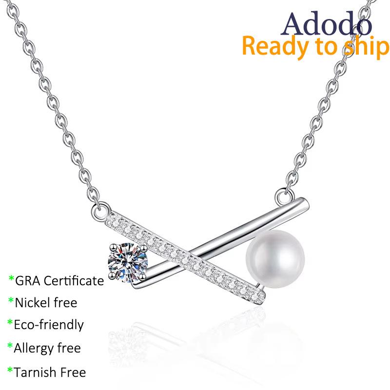 Custom Jewellery Vvs Moissanite Cross X Pendant Natural Fresh Water Pearl Jewelry with 925 Silver Necklace for Lady