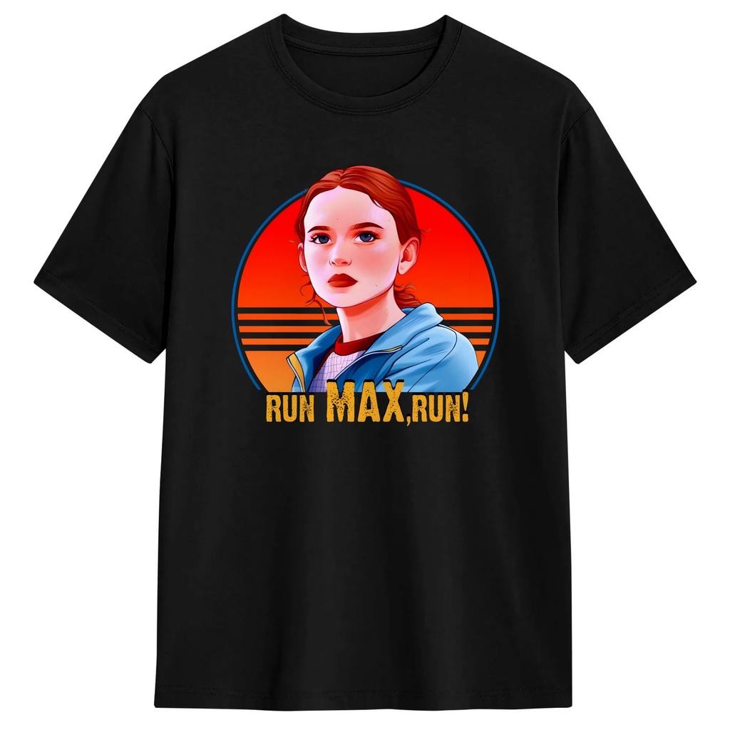 Vintage T Shirt Summer Run Maxl Hip Hop T-Shirts Cotton Tshirt for Men Y2K Basic Short Sleeve