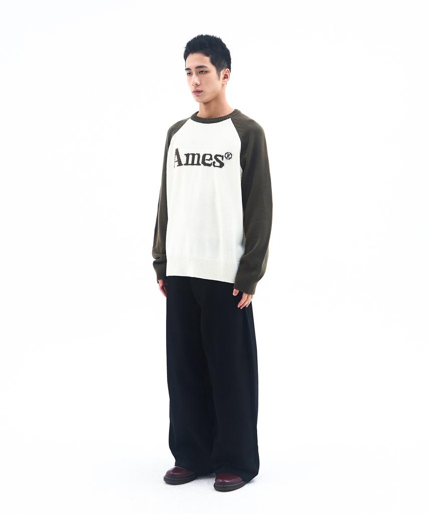 AMES-WORLDWIDE Basic Raglan Pullover Knit Khaki
