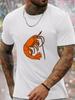 Unisex Summer White Short Sleeve Tee Minimalist Orange Shrimp Graphic Print Crew Neck Loose Casual Streetwear Male Fashion Tops