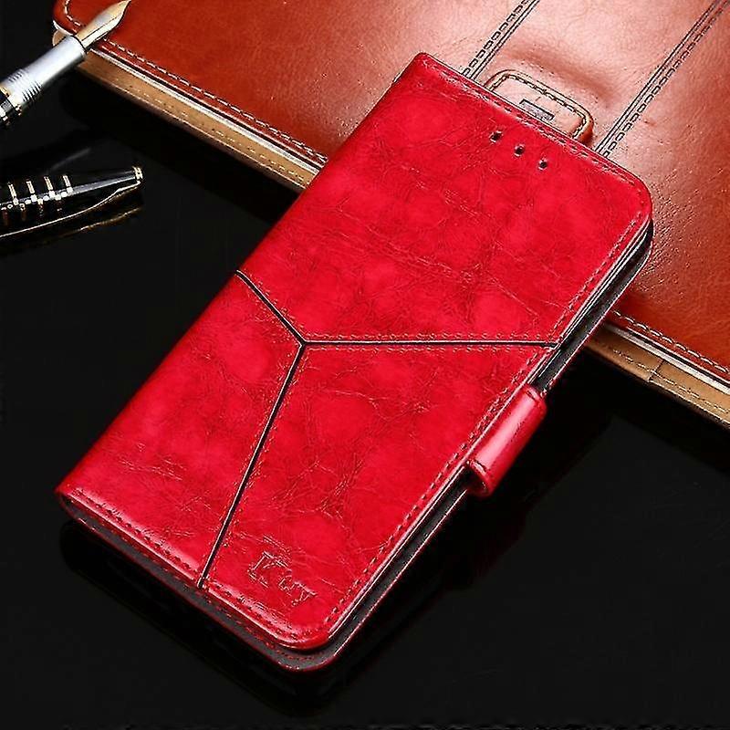 Case cover For Iphone X / Xs Geometric Stitching Horizontal Flip Tpu + Pu Leather Case With Holder & Card Slots & Wallet(red)