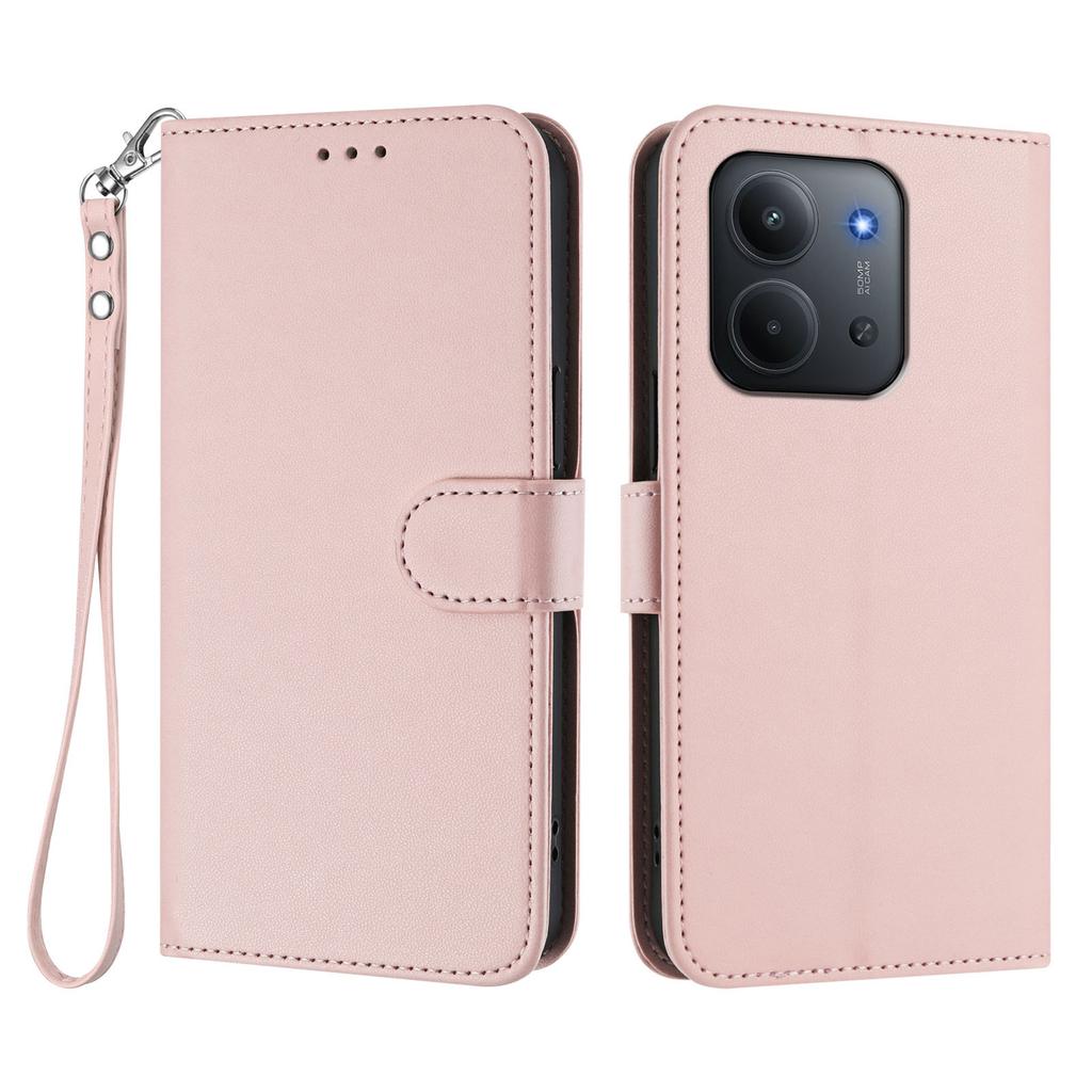 Для Xiaomi Redmi 15C 4G (171 мм) Кожаный чехол-кошелек-подставка для телефона с ремешком на запястье