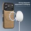 Чехол для iPhone 17 Pro, совместимый с MagSafe, с кожаной задней панелью