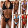Женский сексуальный однотонный рубчатый комплект бикини: Новый купальник-двойка в европейско-американском стиле