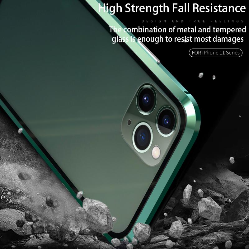Металлический магнитный чехол для iPhone 16 17 Pro 15 14 Pro Max 13 12 Pro MAX 11 Pro SE 2020 Чехол-крышка с закаленным стеклом и магнитом