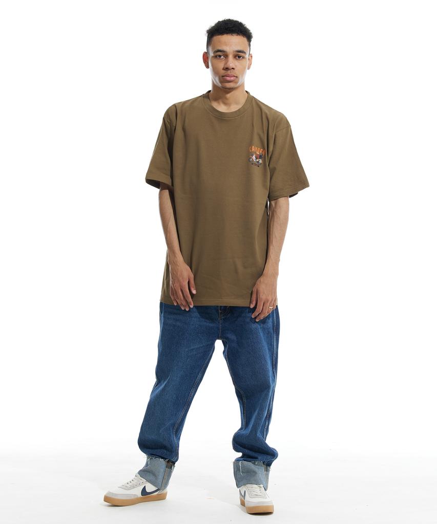 CREAM SODA LAB Motocamp Small Logo Short Sleeve T-Shirt Olive