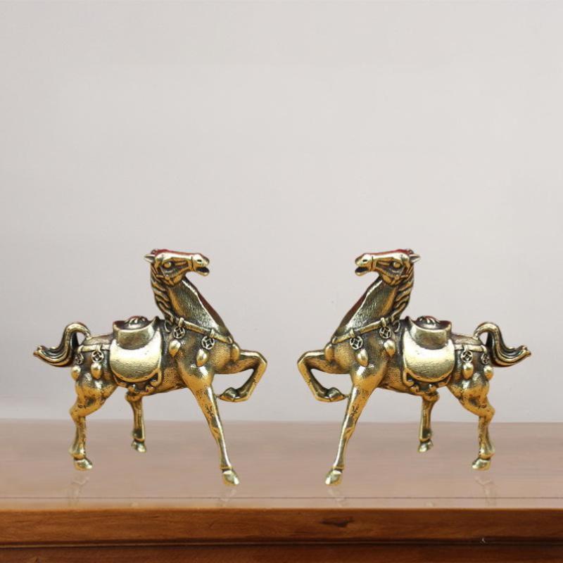 Brass War Horse Small Ornament Home Desktop Decoration Retro Pure Copper Horse Crafts Copper Figurines Enthusiasts Collect