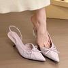 Niche Temperament High Heels Women's Spring Bow Pointed Head Shallow Mouth Thin Heel Bag Head Sandals