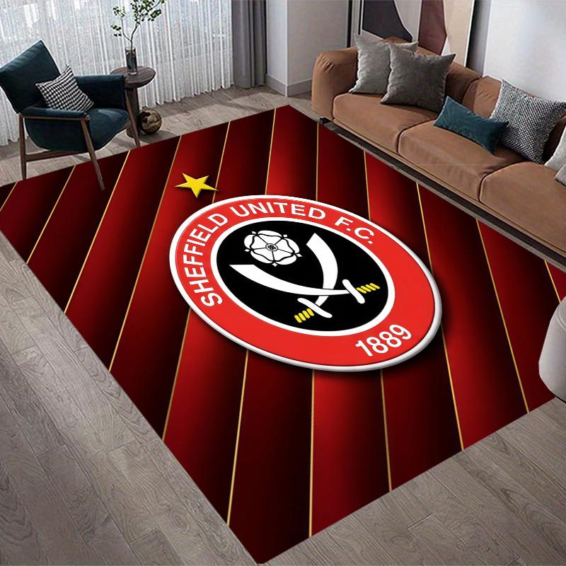 Sheffield United Flannel Pattern Square Carpet,Area Rug,Carpet Rug for Living Room Bedroom Sofa Playroom Decor,Non-slip Floor Mat