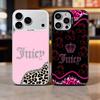 Розовый J-Juicy C-Couture Чехол для телефона iPhone 17, 16, 15, 14, 13, 12, 11 Plus, Pro Max, Цветной Серебристый Funda Чехол