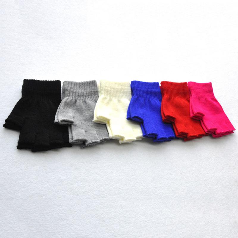 1 пара унисекс теплых мягких эластичных вязаных перчаток без пальцев с половиной пальца