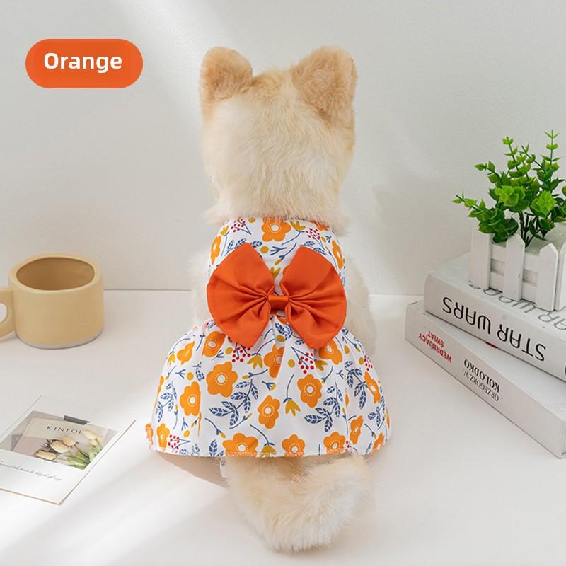 Small Dog Floral Princess Skirt Cat Teddy Than Skirt Dog Bow Skirt Dog