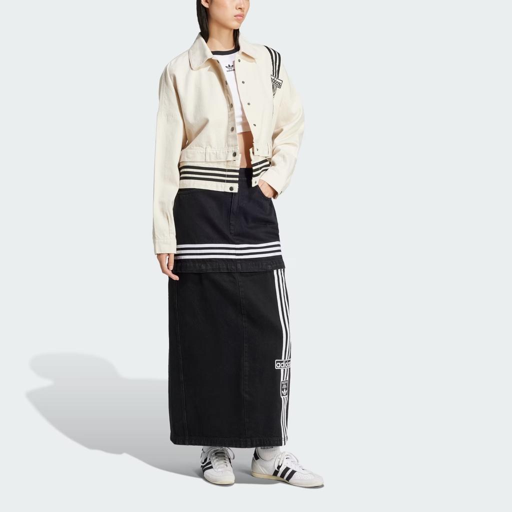 Adidas Оригинальная женская джинсовая куртка Street Roaming Series «два в одном», съемная, свободного кроя, с воротником и длинными рукавами, бежевого цвета, цвет натуральный-деним JD5617