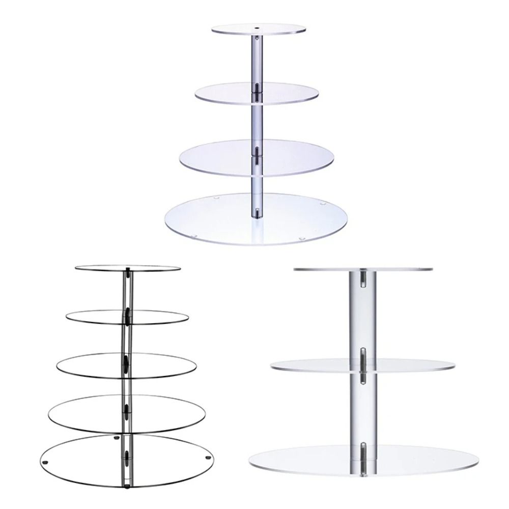 3/4/5 Tier Acrylic Cupcake Stand Clear Cake Display Shelf Dessert Display Holder Birthday Party