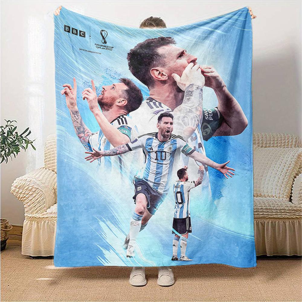 1pc Football Star (2) Blanket, Gift, for Men and Women, Soft Blanket, Good for Sofa Bed Couch Travel, Lightweight Flannel Blanket