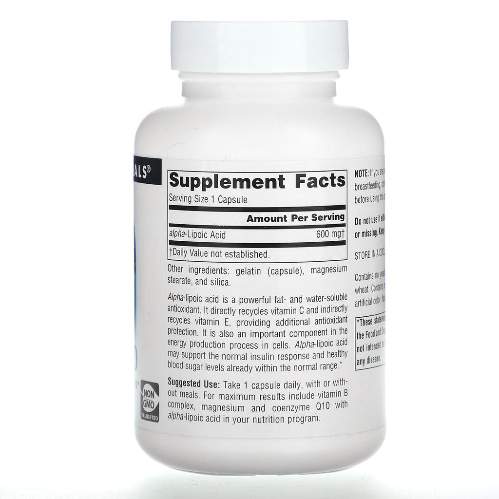 Source Naturals, Альфа-липоевая кислота, 600 мг, 60 капсул