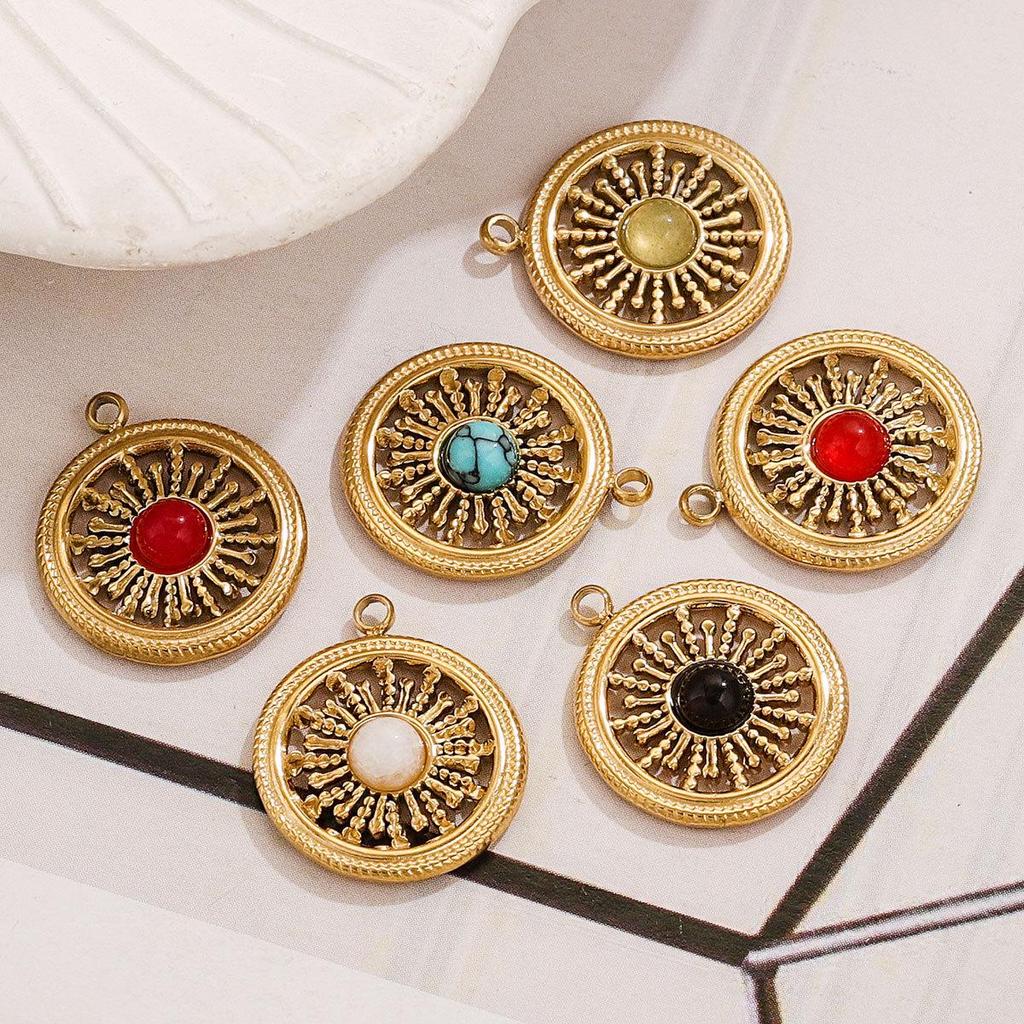 Минималистичный ретро комплект ожерелья с подвеской из бирюзы и серег