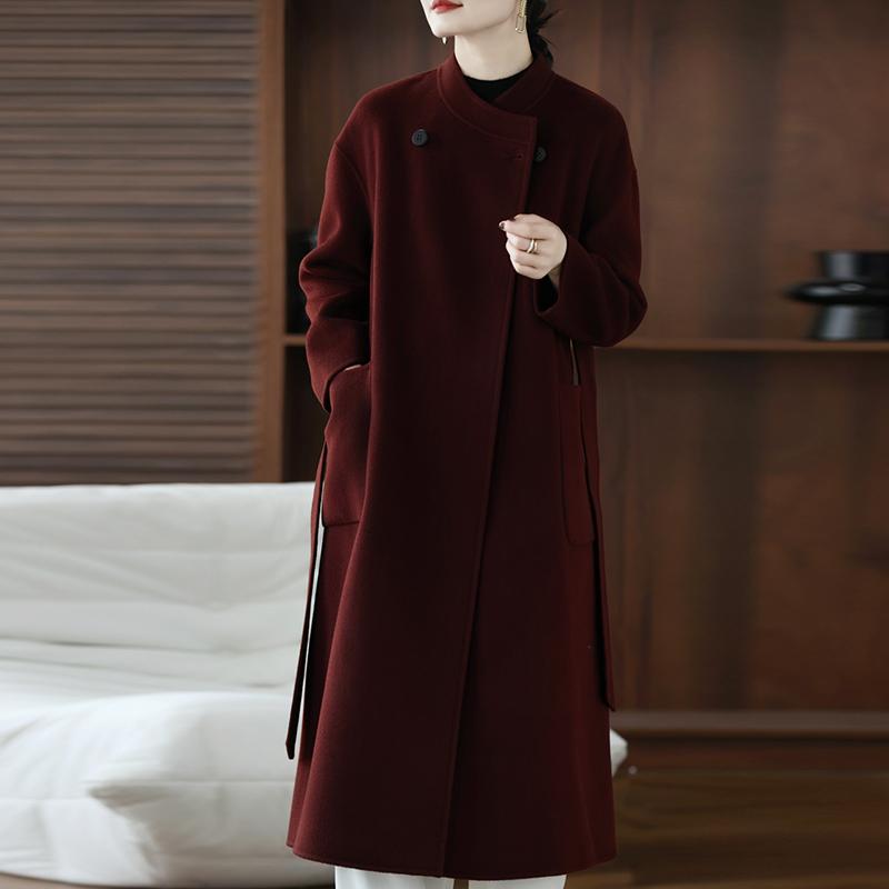 Женское пальто из 100% шерсти TIDENOVEL Осеннее шерстяное длинное пальто Ручной работы Пальто-бушлат Зимняя теплая шерстяная длинная куртка Пальто