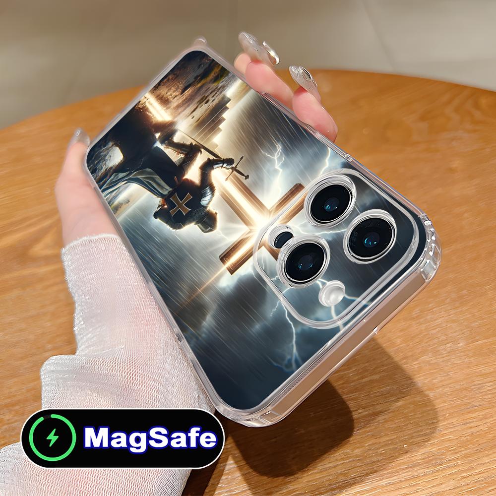 Templar Knights Mobile Phone Case for iPhone 17 16 15 14 13 12 11 Air Pro Max Plus Mini Magsafe Clear Colorful Cover Cellphones