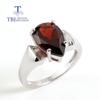 100% Natural Garnet Pear 8*12mm Gemstone Rings Simple 925 Sterling Silver Fine Jewelry for Women Wife Nice Gift