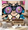 VIKAMA Pop Art Binoculars Ice Cream Tapestry Retro Cartoon Funny Wall Hanging for Bedroom Living Room Dorm Decor