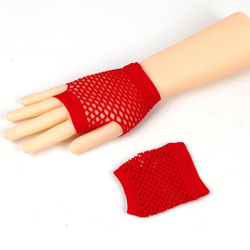1Pair Womens Short Fishnet Net Gloves Fingerless Mesh Gloves Punk